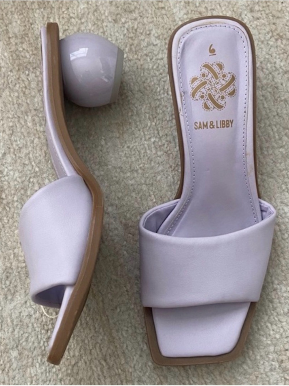 Sam & Libby Lilac Slide Mules with Sculpted Ball Heel
